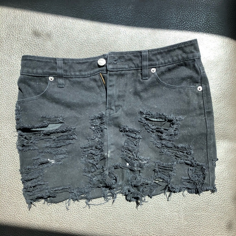 Thrifted Black Denim Skirt